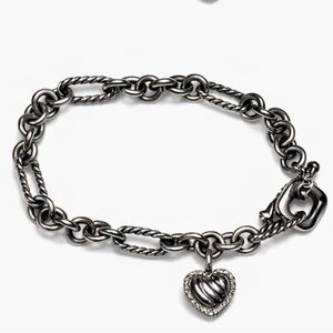 Elegant Silver Heart Charm Bracelet